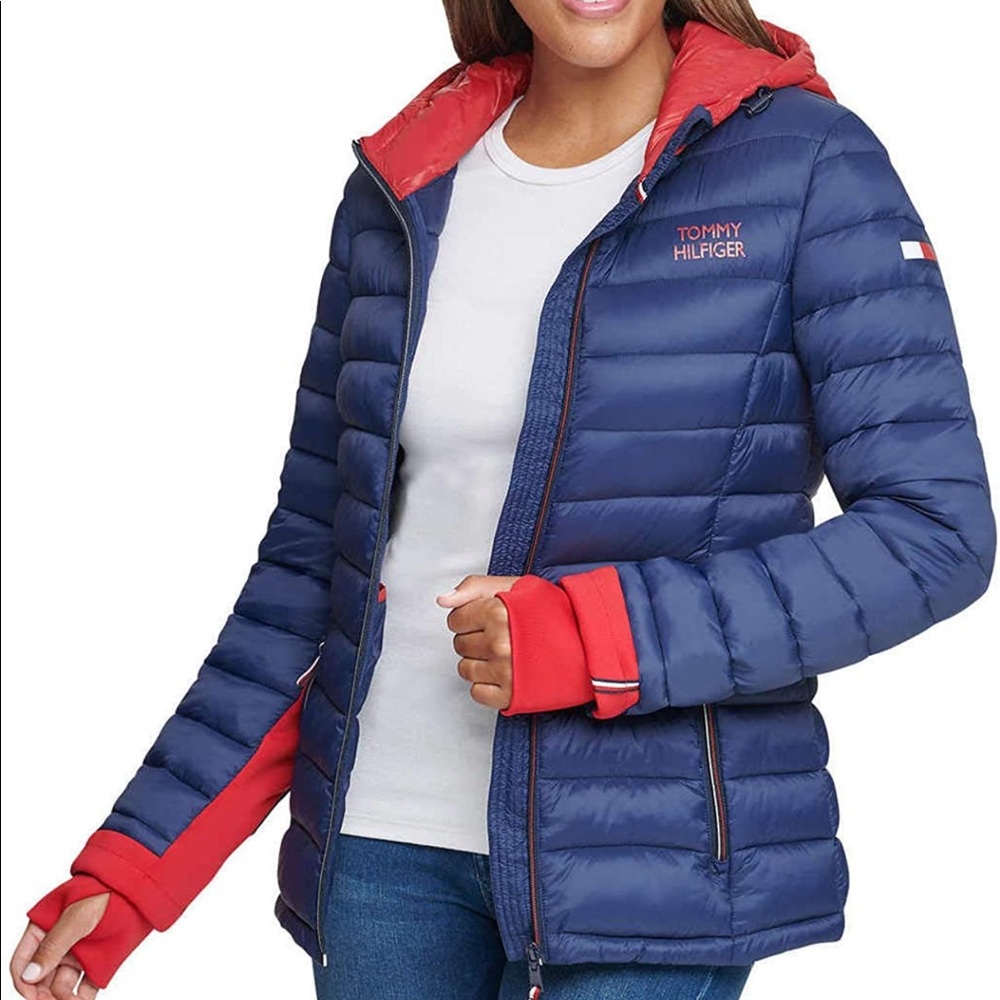 Tommy Hilfiger packable fitted puffer jacket NWT